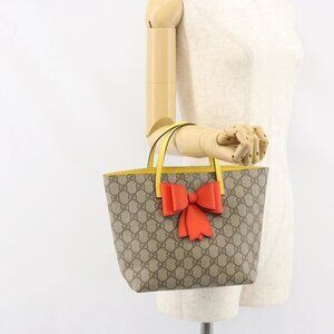 GUCCI GG Supreme Hand Bag PVC Beige Gold